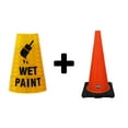 thumbnail image 2 of (Set of 4) RK 28" Orange Safety Traffic PVC Cones Black Base with"WET PAINT" Reflective Message Sleeve (4 Cone, 4 Sleeve), 2 of 2