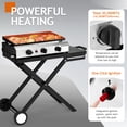 thumbnail image 4 of Ktaxon 3 Burner Propane Griddle Flat Top Gas Grill 30000 BTU Portable Grill with Ceramic Coated Cast Iron Pan,Side Shelves,Wheels, 4 of 9