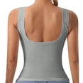 thumbnail image 5 of Lumtrix Built in Bra Tank Tops for Women Ribbed Scoop Neck Slim Fit Sleeveless Going Out Summer Tops Light Gray S, 5 of 8