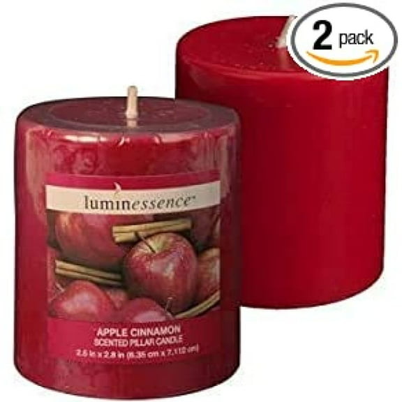 Set of 2 Luminessence Apple Cinnamon Scented Pillar Candles
