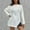 White, variant on Women Hole-out Crew Neck Sheer Mesh Knitted Sweater Solid Basic Long Sleeve Loose Fitted Knit Pullover Top on Clearance