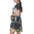 thumbnail image 2 of Disketp Astronaut Soccer Field para Vestido de Manga Corta para Mujeres, Vestidos de Verano para Mujeres, Casual y Holgado para la Playa, 2 of 6