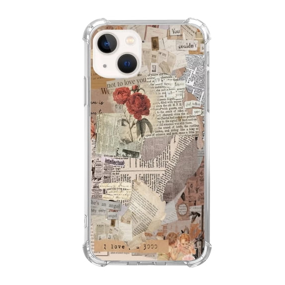 Newspaper Collage Case Compatible with iPhone 14 Plus,Unique Art Design TPU Bumper Cover Case