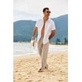 thumbnail image 4 of COOFANDY Men's Linen Pants Casual Loose Fit Beach Summer Yoga Pants Lightweight Drawstring Linen Trousers, 4 of 9
