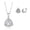 White Sapphire, variant on AVORA 925 Sterling Silver Pink Triangular Simulated Diamond CZ Halo Stud Earrings