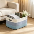 thumbnail image 3 of Woven Cotton Linen Storage Basket, Large Decorative Storage Bin, Multi-Purpose Fabric Basket for Laundry, Toys and Books, Handmade Organizer for Home and Nursery, 3 of 6