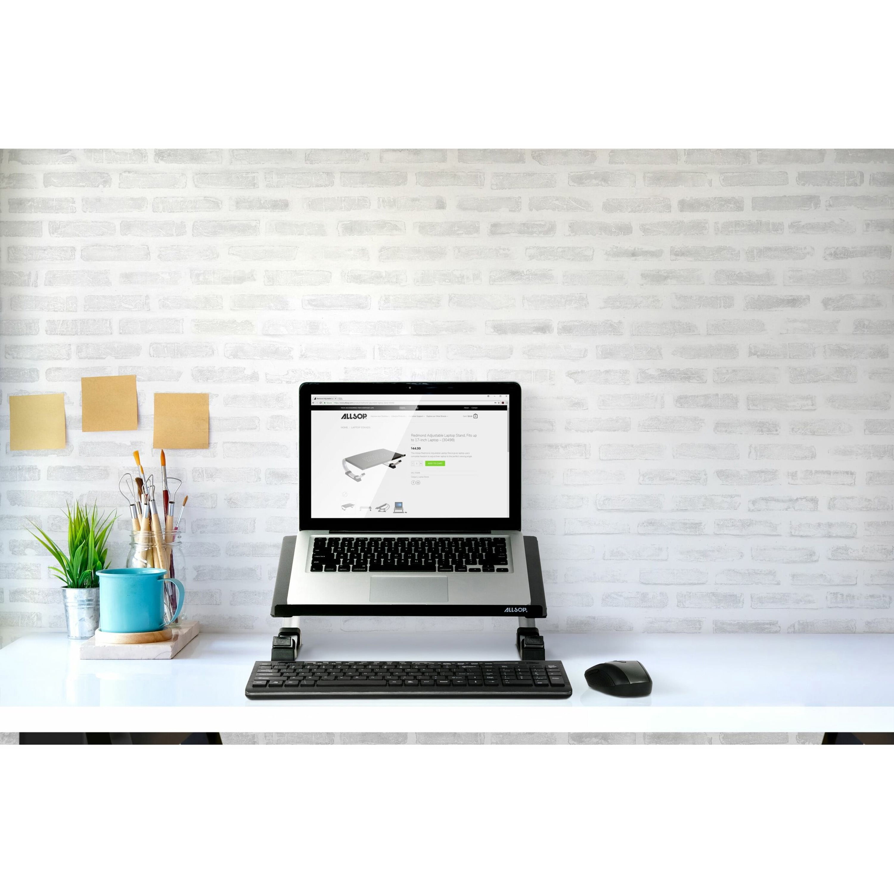 Allsop, ASP30498, Redmond Adjustable Laptop Stand, Fits up to 17-inch Laptop - (30498), 1 Each, Black,Silver