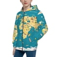 thumbnail image 2 of Naloa World Map With Landmarks Teenage Zipper Hoodie, Long Sleeve Zip Up Hoodies Casual Jackets Tops for 7-12 Years-, 2 of 6