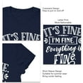 thumbnail image 2 of Top de verano con estampado de letras, cuello redondo, manga corta, camiseta informal de gran tamaño con estampado de letras para mujer, azul oscuro (letra blanca) XL, 2 of 3