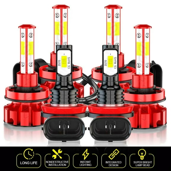 For Nissan Murano 2015-2018 LED Headlight High Low Beam Fog Light Bulbs Upgrade Kit 6000K White 6x