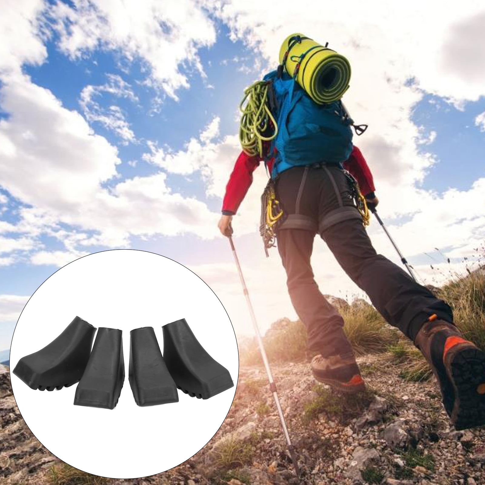Trekking Pole Rubber Pad, Durable 12mm Diameter Rubber Walking