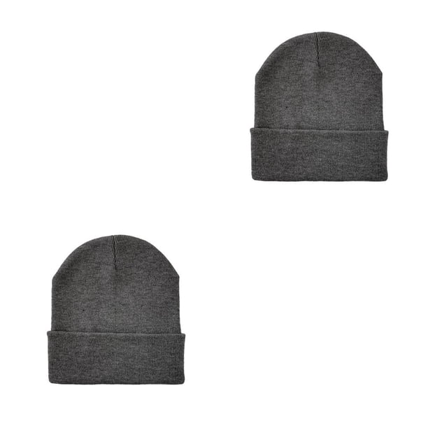 Qarigey Beanie Caps Cuffed Knitted Hat Fashion Head Elástico Brimless Accesorios para el cabello para correr en invierno gris de cáñamo medio gris cáñamo medio 2piezas Qarigey CBP299645
