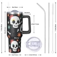thumbnail image 3 of Halloween Tumbler with Handle 40oz Insulated Stainless Tumbler, Skull Travel Home Office Coffee Cup Water Bottle, 3 of 7