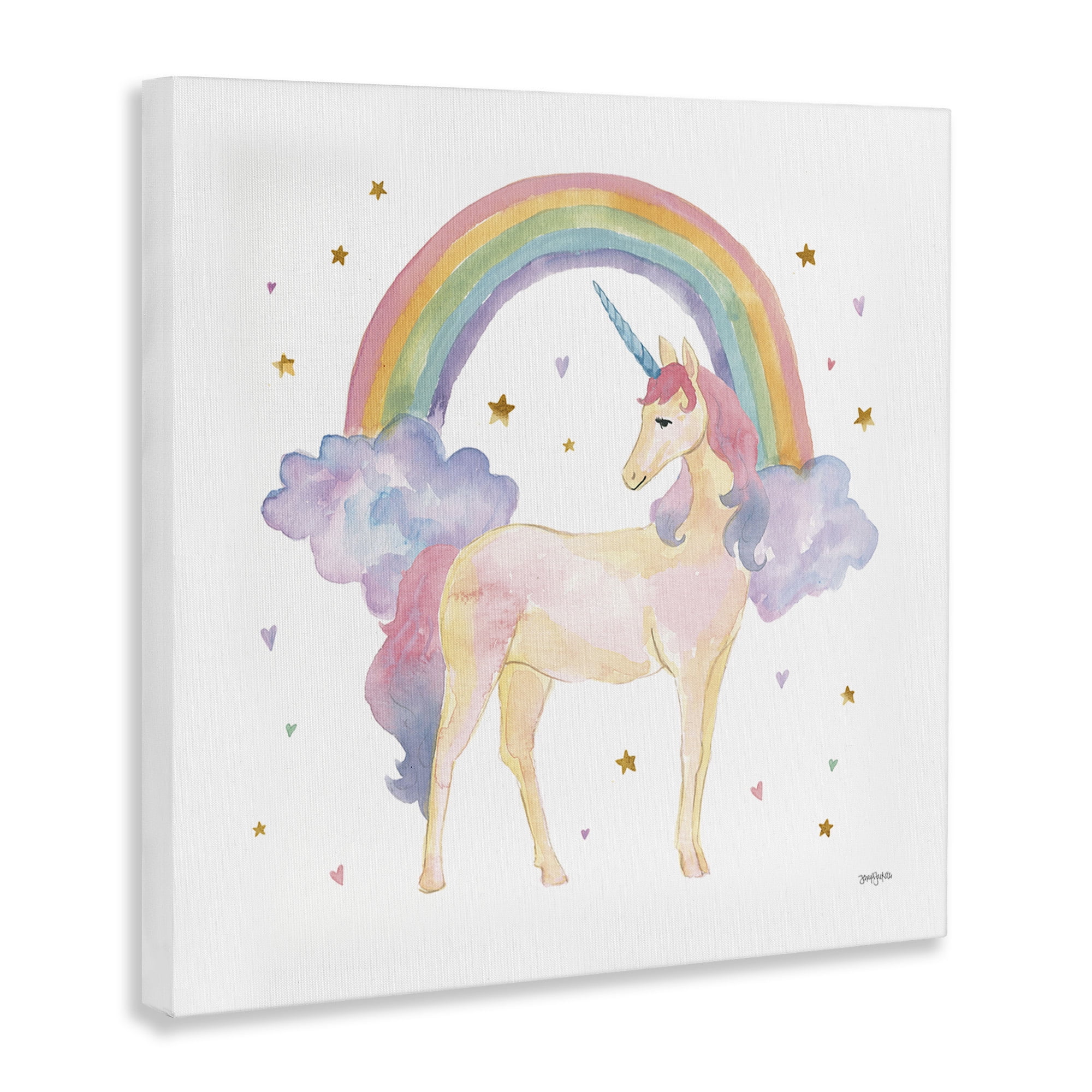 The Kids Room by Stupell Cute Unicorn Kids Nursery Rainbow Watercolor Design XL Canvas Wall Art by Jenaya Jackson