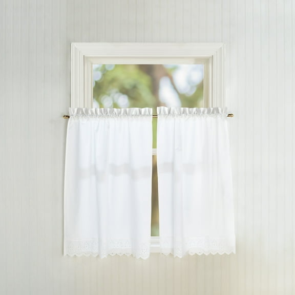 CHF Penny Eyelet 36" Tier Curtain, White