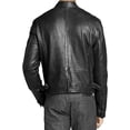 thumbnail image 2 of New Men's Genuine Lambskin Leather Jacket Black Belted Motorcycle Biker Jacket A042, 2 of 3