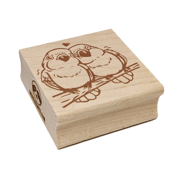 Pair of Lovebirds Parrots Anniversary Valentine's Day Square Rubber Stamp Stamping Scrapbooking Crafting - Small 1.25in