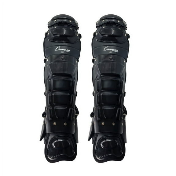 Champion Sports Professional Adustable Baseball Umpire Leg Guards - Adjustable From 15"-18" - Removable Liner Leg Guards - Adult Black