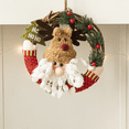 thumbnail image 3 of Decoración navideña en forma de círculo de ratán con muñeca de tela, accesorios de decoración navideña hechos a mano para colgar en la pared, 3 of 5
