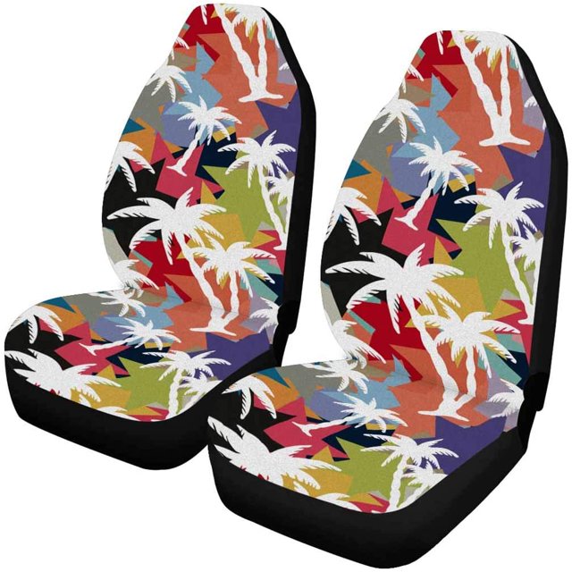 Juego de 2 Fundas para Asientos de Coche ABPHQTO Geométricas Coloridas Protector Universal