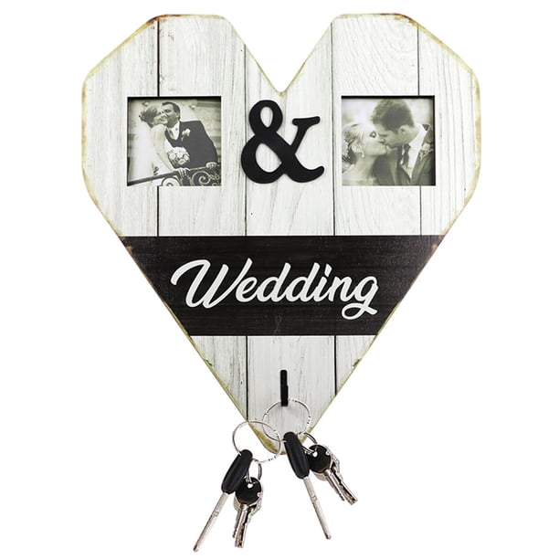 Advancent Marco de fotos de boda de madera, decoración de puerta de amor montada en la pared, imagen de aniversario en forma de corazón, accesorios de Kits de decoración para fiestas Advancent HA063859-00