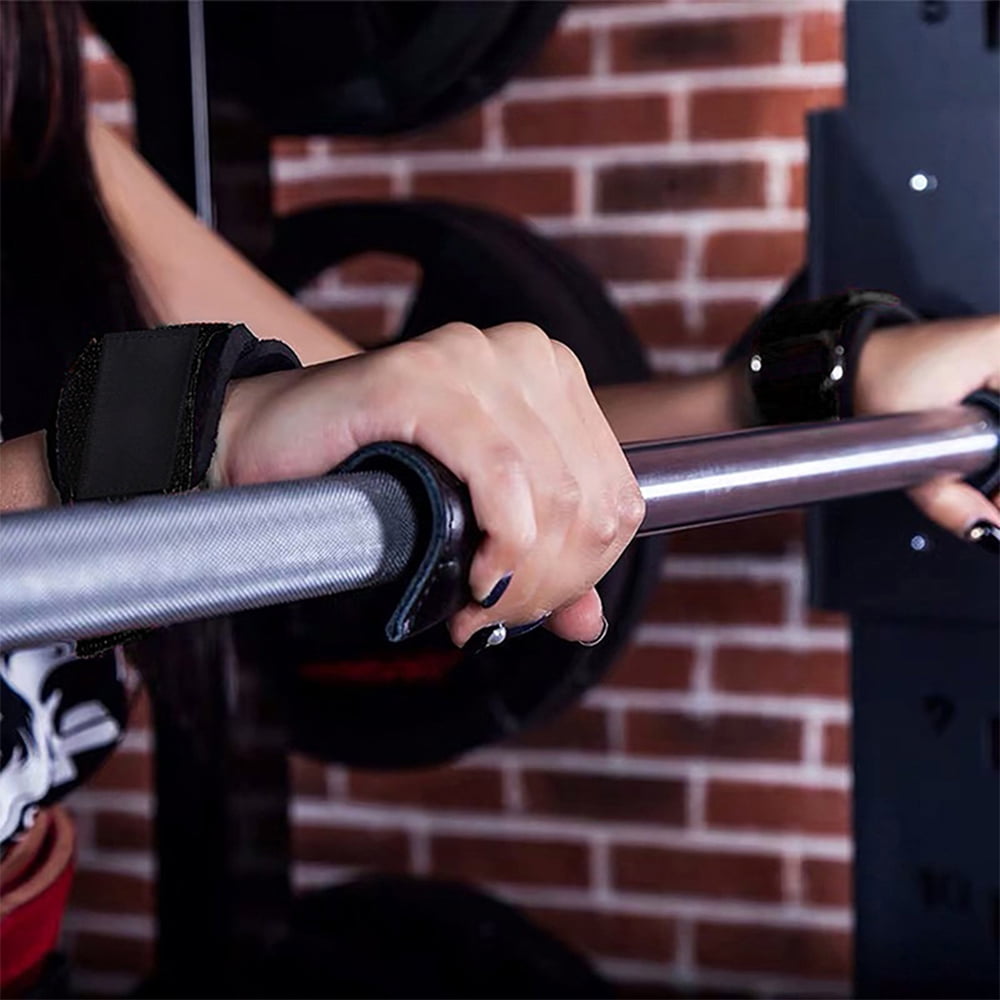 BOOM Weight Lifting Gym Bar Steel Hooks Training Straps Deadlift Power Grips 