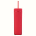 thumbnail image 2 of 16oz Matte Acrylic Skinny Tumbler with Lid & Straw - Double Wall Insulated Cup for Hot/Cold Drinks, Leakproof Coffee Tumbler for Office/Beach/Camping, 2 of 4