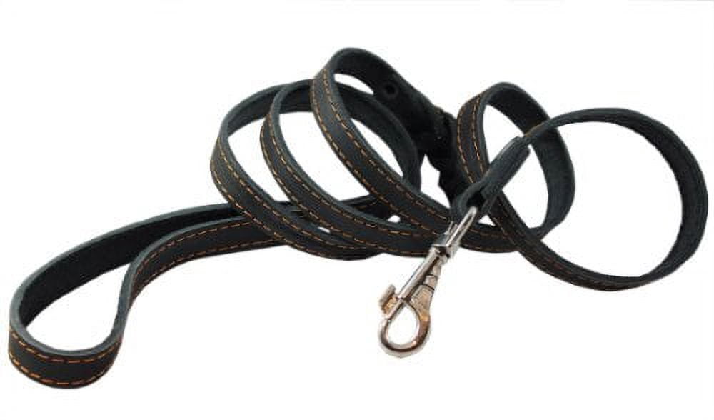 6' Genuine Leather Braided Dog Leash Black 3/4" Wide for Largest Breeds