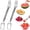 2 PCS, variant on 2-in-1 Watermelon Slicer & Fork, Stainless Steel Fruit Cutter Tool, Lightweight Portable for Home Outdoor Camping, Multifunctional for Mango Dragon