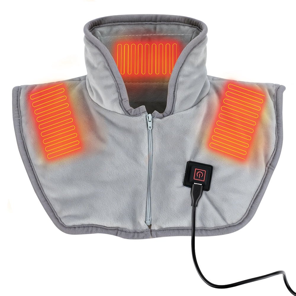 Electric Heating Pad for Shoulder and Neck Relax, 3 Heat Settings 45°C-65°C, 5V2A Washable Warm Cape for Office Home Travel, Gray