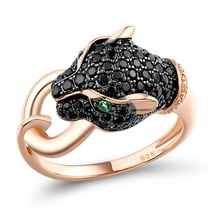 Santuzza Panther Ring 925 Sterling Silver Leopard Rings Black Spinel Jaguar Jewelry