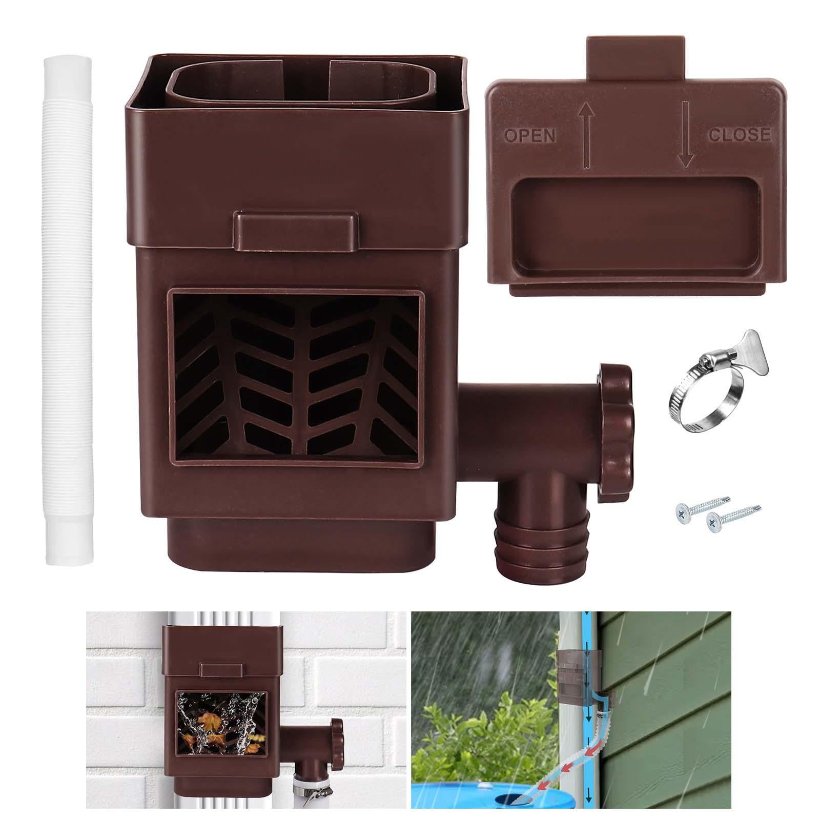 simhoa Rain Water Collection System, Raindrop Collection, Rain Barrel Diverter for Downspouts Landscape Yard Watering Brown