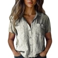 thumbnail image 2 of Bovemsi Women Cotton Shirt Printed Fashion Down Shirts Casual Tops Short Sleeve Blouse, White Women's Summer Shirts, 5XL, 2 of 4