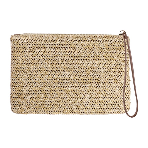 NUOLUX FENICAL Straw Zipper Clutch Bag Bohemian Wristlet Women Summer Beach Purse and Handbag