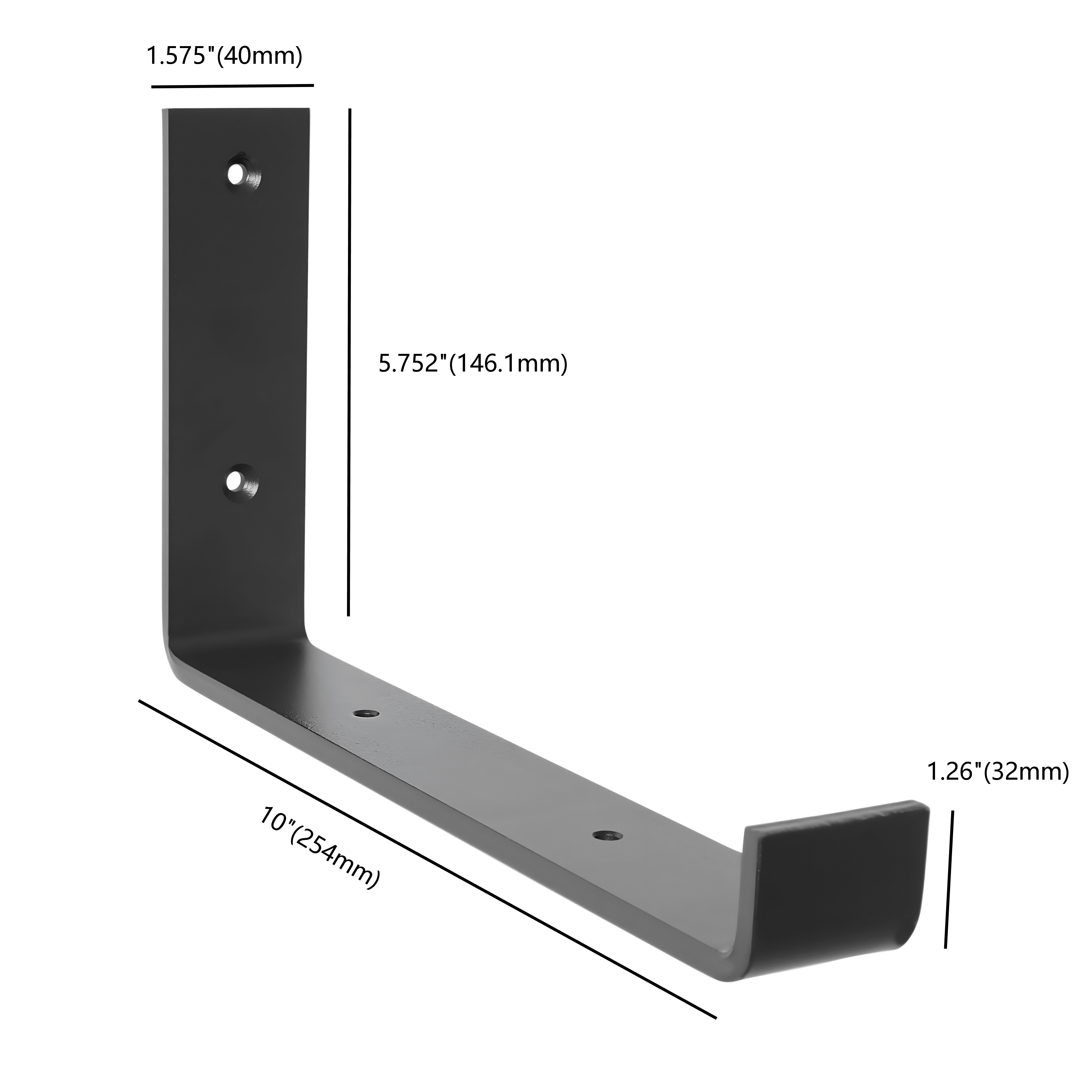 Hyper Tough 10 inch Black Steel L-Shape Mounting Bracket，1 Pack