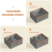 Glowvia 2-Pack Fabric Storage Bins with 4 Detachable Dividers and Handle - Foldable, Stackable Wardrobe Organizer