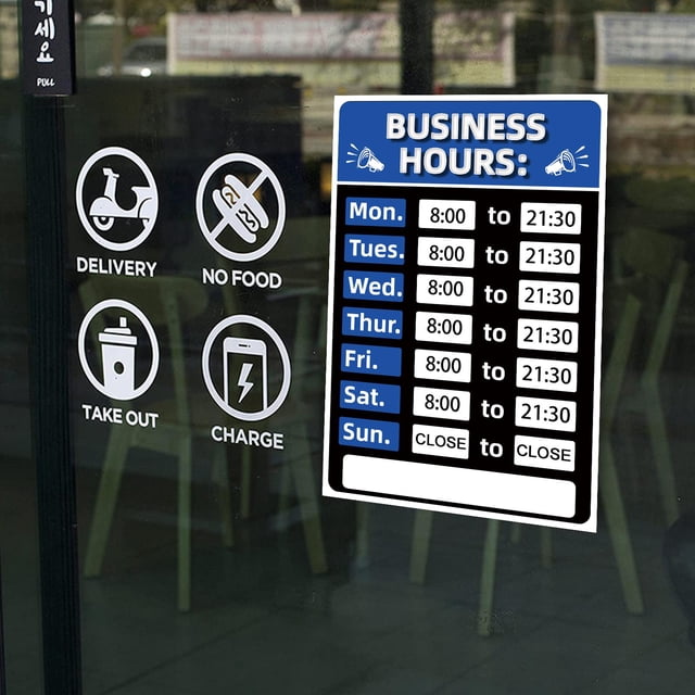Letrero de horario comercial Letrero de horario de apertura de tienda intercambiable con adhesivo - Inglés Hugtrwg Para estrenar
