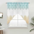 thumbnail image 5 of Teal Yellow Boho Kitchen Window Curtains, Swag Curtains Valance for Bedroom Living Room Bathroom, Vintage Ethnic Tribe Abstract Art Rod Pocket Window Treatment Curtain Block Drapes 2 Panels 36"x36", 5 of 9