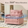 thumbnail image 2 of Villeston Swivel Accent Chair(Set of 2), 36.2"W Oversize Chenille Armchair with Side Bag, Modern Comfortable Chair for Living Room, Bedroom,Pink, 2 of 7