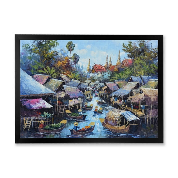 Designart 'Ancient Waterside Life I' Traditional Framed Art Print