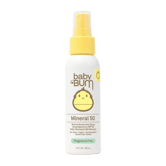 Sun Bum Baby Bum Gentle Mineral-Active Sunscreen Spray, SPF 50, Fragrance Free, 3 oz