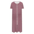 thumbnail image 4 of FRSASU Women's Long Knitted Bathrobe Casual Zipper up Comfortable Full Length Polka Dot Print Homewear Sleepshirts with Pocket Red, 4 of 7