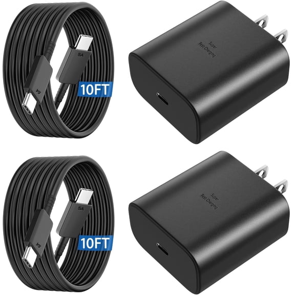 USB C Fast Charger 45W Compatible for Samsung Super Fast Charger Type C Android Phone Charger Block with 10FT Type C Charging Cable Compatible for Samsung Galaxy S26/S25/S24 Ultra/S24/S23/S22
