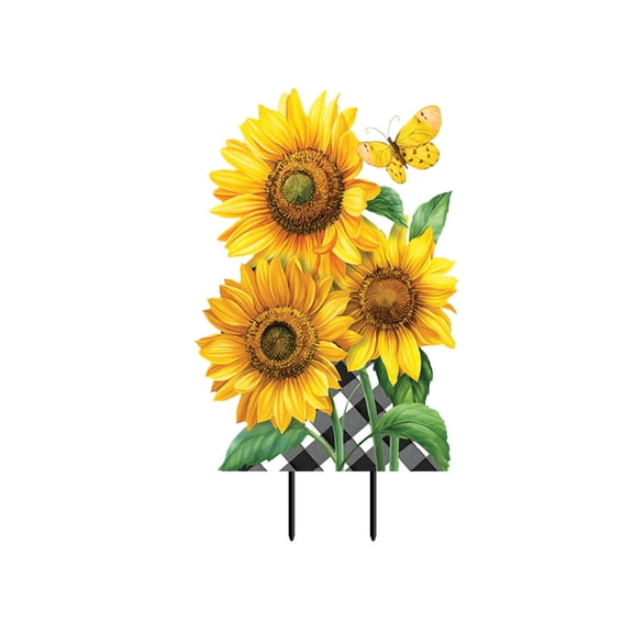 Briarwood Lane Checkered Sunflowers Metal Art
