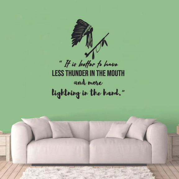 Lightning in Hand Indian Indians Native American Quote Tribe Quotes Wall Sticker Art Decal for Girls Boys Room Bedroom Garage House Fun Home Decor Stickers Wall Art Vinyl Decoration Size (20x20 inch)