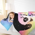 thumbnail image 4 of Feelyou Kawaii Panda Child Bedding Comforter Set, Glitter Stars Galaxy Twin Comforter Sets, Dreamy Cartoon Rainbow Reversible Bedding Set, Breathable Home Decor, 2pcs, 4 of 8