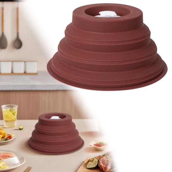 Compressible Silicone Microwave Splatter Cover, Heat Resistant Round Bottom Lid, Multifunctional Kitchen Guard, 1 Piece