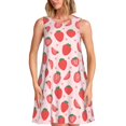 thumbnail image 1 of Vsdgher Robes d'Été Imprimé Fraise pour Femmes Robe de Plage Décontractée Col en U Sans Manches Robe d'Été Ample avec Poche, 1 of 7