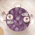 thumbnail image 4 of Ambesonne Ethnic Fitted Round Tablecloth, Pinkish Peacock Feathers, 56"- 60" Diameter, Magenta and Soft Pink, 4 of 5