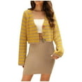 thumbnail image 2 of RXIRUCGD Cardigan Décontracté à Rayures pour Femmes, Manches Longues, Col Rond, Veste, Khaki, Taille : L, 2 of 5
